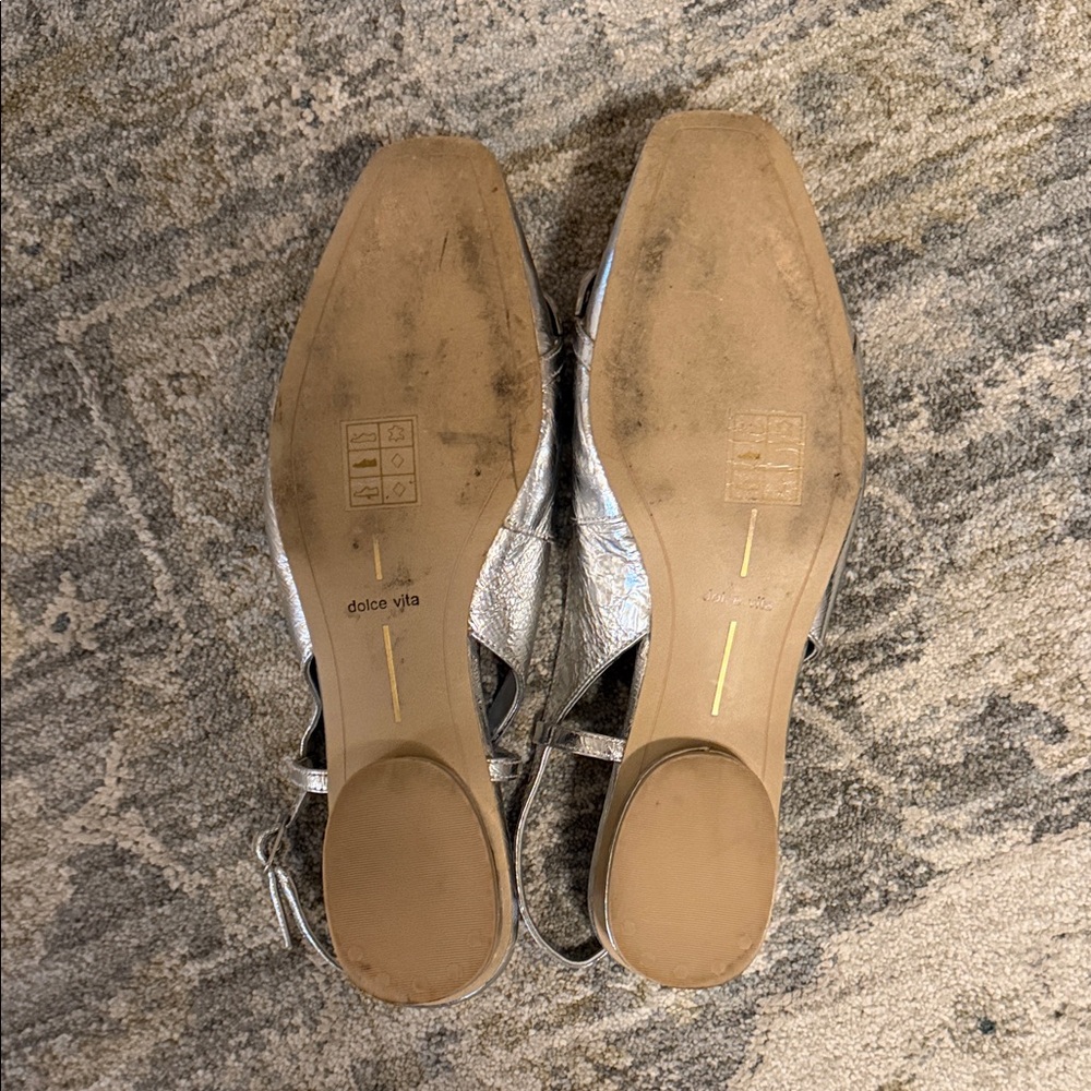 Dolce Vita Metallic Silver Slingback Flats - Picture 3 of 5